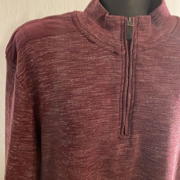 XL Ike Behar Chile Garnet over-dye long sleeve 1/4 zip pullover sweater - Picture 3 of 13